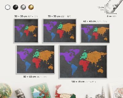 Nástenná tabuľa na magnetky strieborná rama Farebná mapa