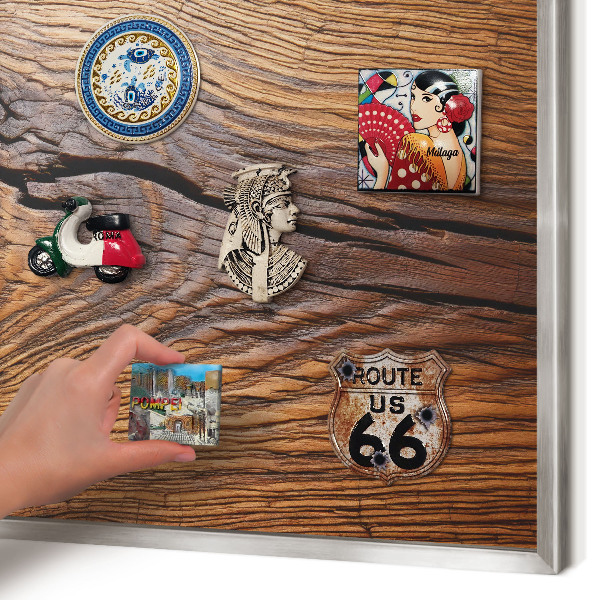 Nástenná tabuľa na magnetky strieborná rama Textúra dreva