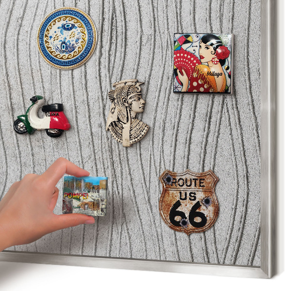 Plechová tabuľa na magnetky v striebornej rame Sivé vlny