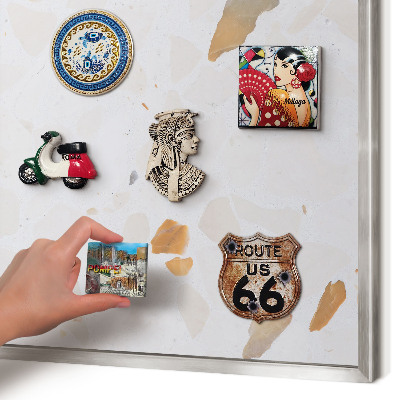 Plechová tabuľa na magnetky v striebornej rame Teplá mozaika