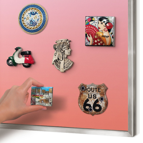 Plechová tabuľa na magnetky v striebornej rame Ružovo-oranžová