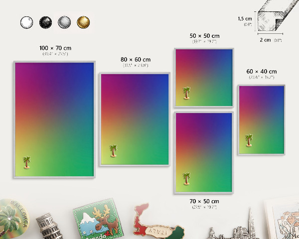 Nástenná tabuľa na magnetky strieborná rama Dúhový gradient