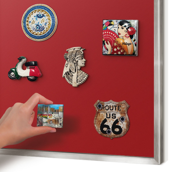 Nástenná tabuľa na magnetky strieborná rama Svetlo bordová
