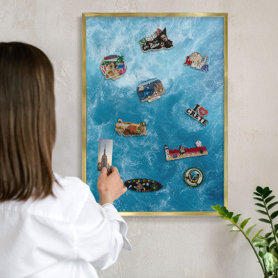 Magneticka tabula na stenu zlatá rama Oceánske vlny