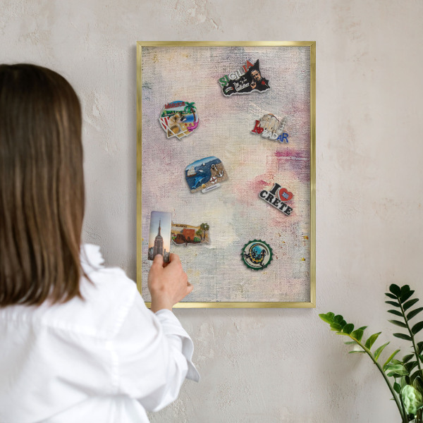 Magneticka tabula na stenu zlatá rama Pastelová abstrakcia