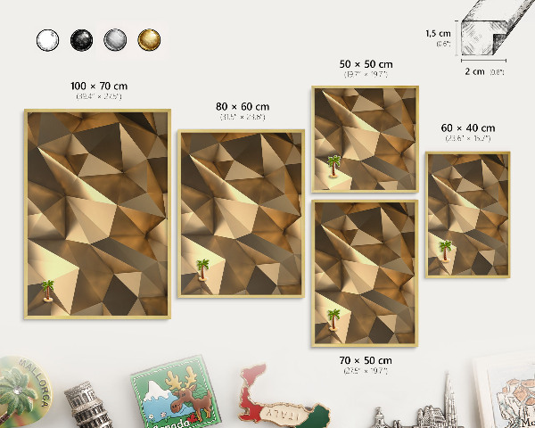 Magneticka tabula na stenu zlatá rama Teplá geometria