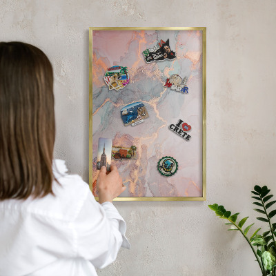 Magneticka tabula na stenu zlatá rama Farebná abstrakcia