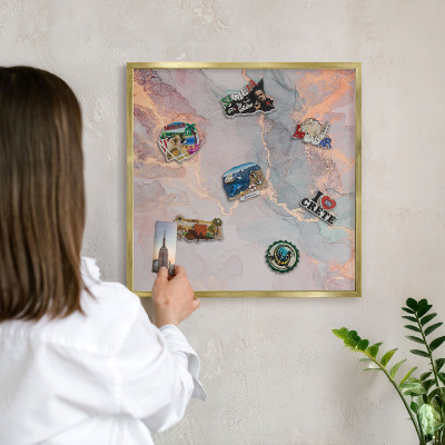 Magneticka tabula na stenu zlatá rama Farebná abstrakcia