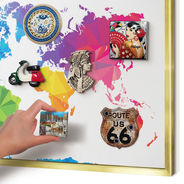 Magneticka tabula na stenu zlatá rama Farebná mapa