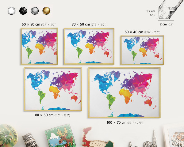 Magneticka tabula na stenu zlatá rama Farebná mapa