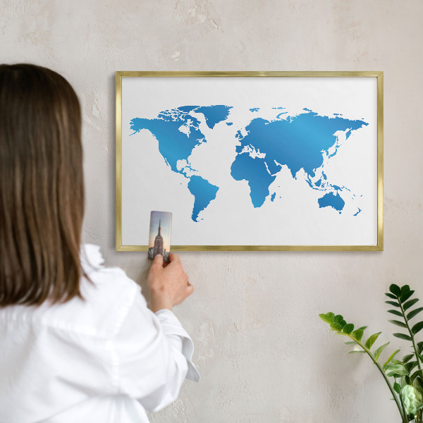 Magneticka tabula na stenu zlatá rama Mapa sveta