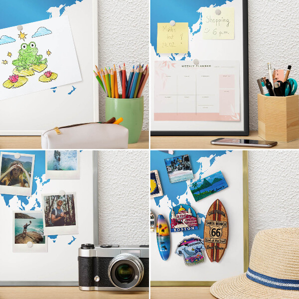 Magneticka tabula na stenu zlatá rama Mapa sveta