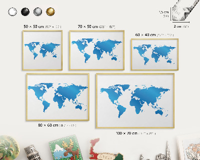 Magneticka tabula na stenu zlatá rama Mapa sveta