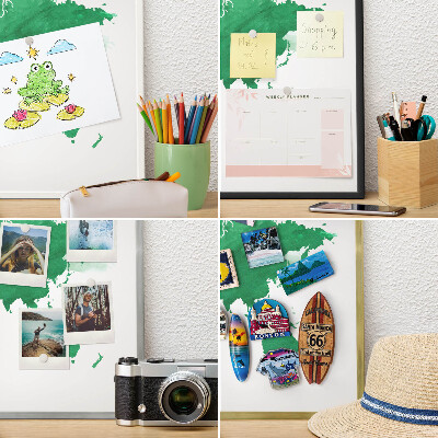 Tabuľa na magnetky z ciest v zlatej rame Zelená mapa