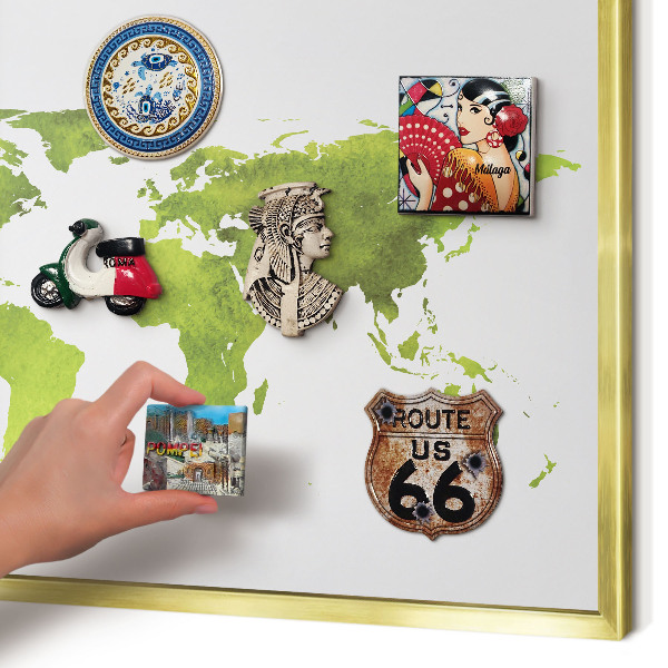Magneticka tabula na stenu zlatá rama Zelená mapa