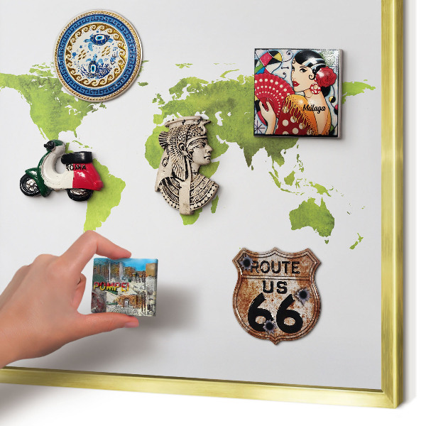 Magneticka tabula na stenu zlatá rama Zelená mapa