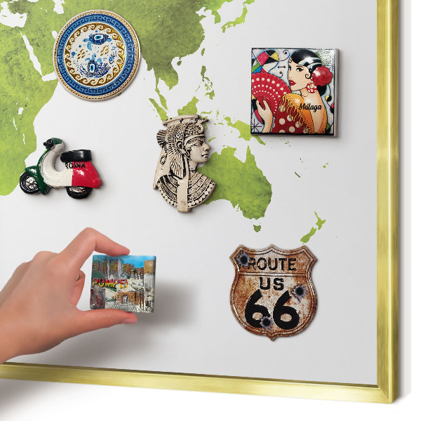 Magneticka tabula na stenu zlatá rama Zelená mapa