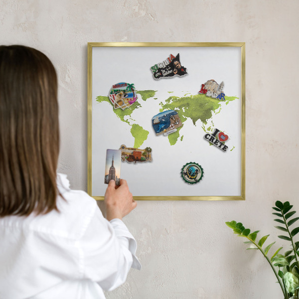 Magneticka tabula na stenu zlatá rama Zelená mapa