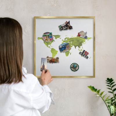 Magneticka tabula na stenu zlatá rama Zelená mapa