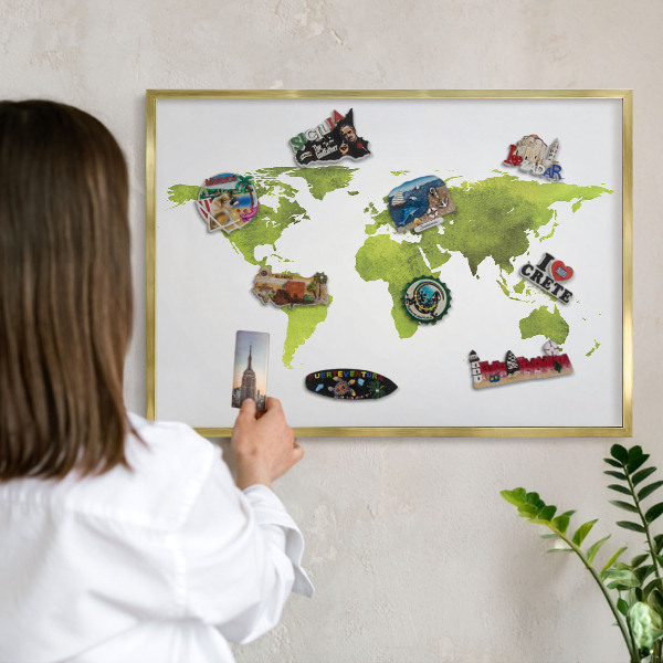 Magneticka tabula na stenu zlatá rama Zelená mapa