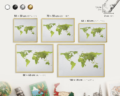 Magneticka tabula na stenu zlatá rama Zelená mapa