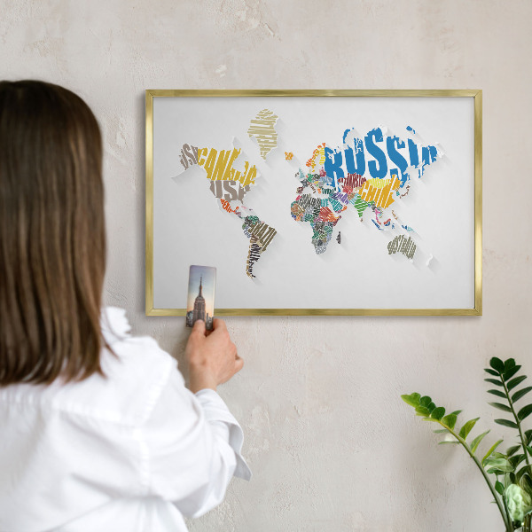 Tabuľa na magnetky z ciest v zlatej rame Farebná mapa