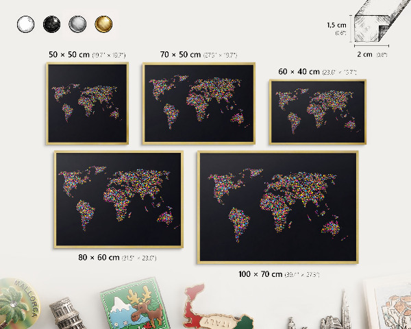Magneticka tabula na stenu zlatá rama Farebná mapa