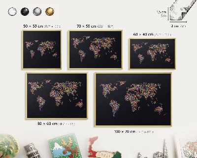 Magneticka tabula na stenu zlatá rama Farebná mapa