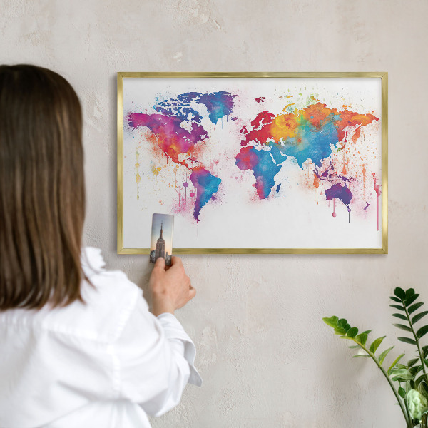 Magneticka tabula na stenu zlatá rama Farebná mapa