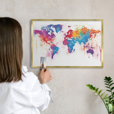 Magneticka tabula na stenu zlatá rama Farebná mapa