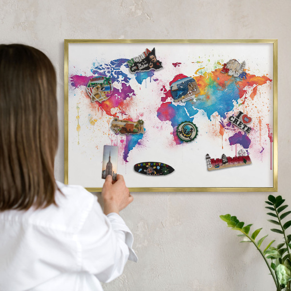 Magneticka tabula na stenu zlatá rama Farebná mapa