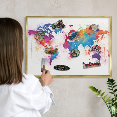 Magneticka tabula na stenu zlatá rama Farebná mapa
