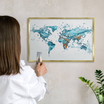 Magneticka tabula na stenu zlatá rama Vodná mapa