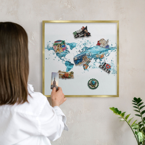 Magneticka tabula na stenu zlatá rama Vodná mapa