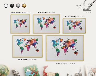Magneticka tabula na stenu zlatá rama Mapa sveta