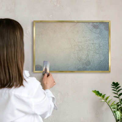 Magneticka tabula na stenu zlatá rama Stará mapa