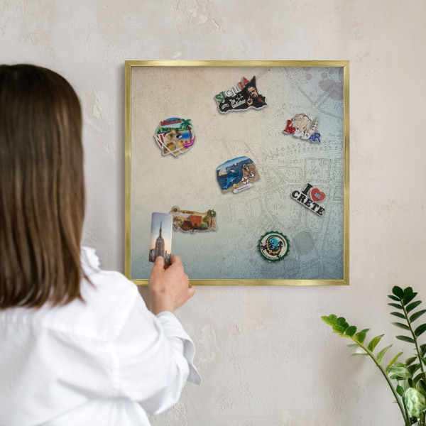 Magneticka tabula na stenu zlatá rama Stará mapa