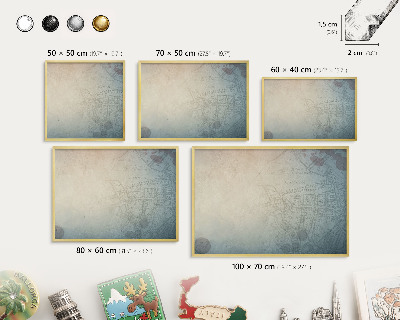 Magneticka tabula na stenu zlatá rama Stará mapa