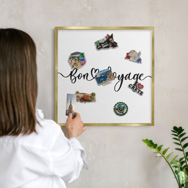 Magneticka tabula na stenu zlatá rama Šťastnú cestu