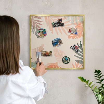 Magneticka tabula na stenu zlatá rama Tropické listy