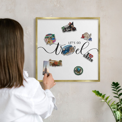 Magneticka tabula na stenu zlatá rama Poďme spolu cestovať