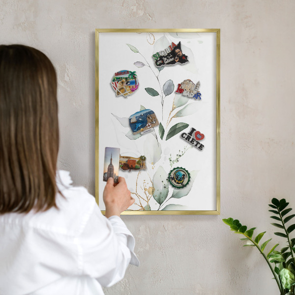 Magneticka tabula na stenu zlatá rama Botanická elegancia