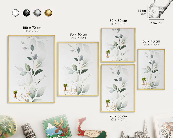 Magneticka tabula na stenu zlatá rama Botanická elegancia