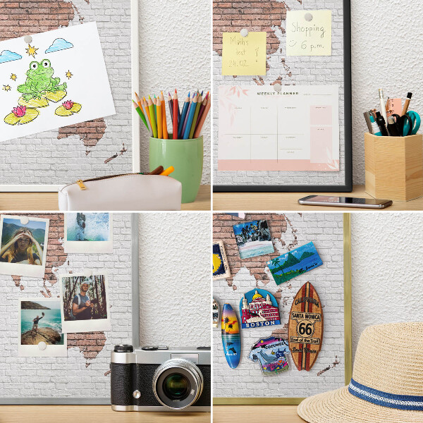 Magneticka tabula na stenu zlatá rama Tehlová mapa
