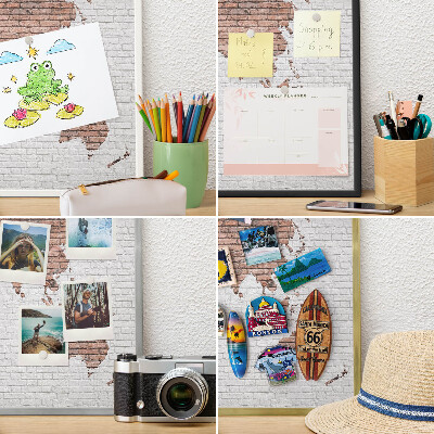 Magneticka tabula na stenu zlatá rama Tehlová mapa
