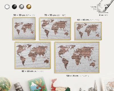 Magneticka tabula na stenu zlatá rama Tehlová mapa