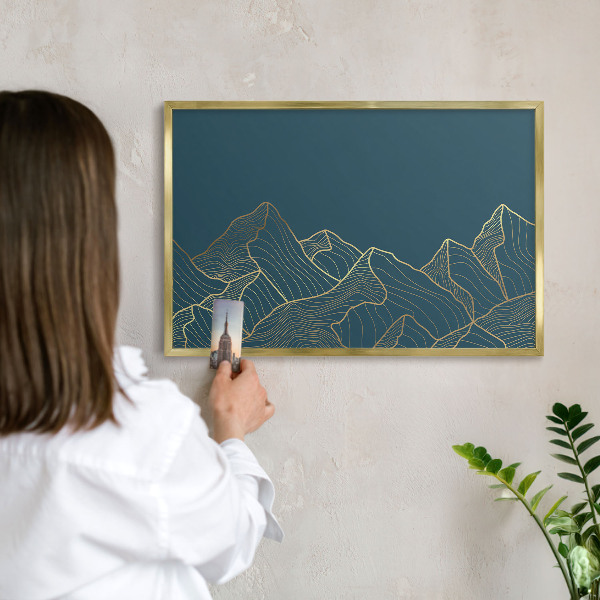 Magneticka tabula na stenu zlatá rama Horský minimalizmus
