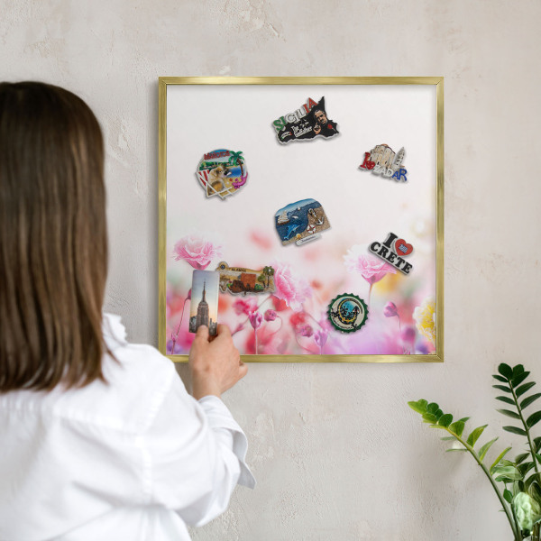Magneticka tabula na stenu zlatá rama Pastelové kvety