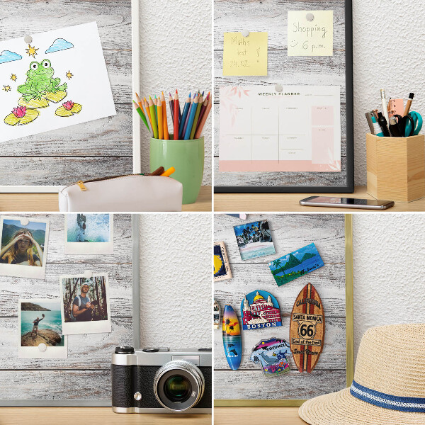 Tabuľa na magnetky z ciest v zlatej rame Rustikálne drevo
