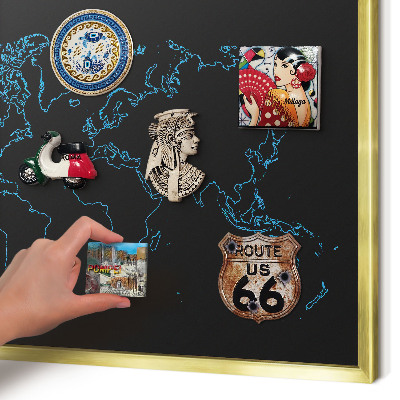 Magneticka tabula na stenu zlatá rama Mapa sveta